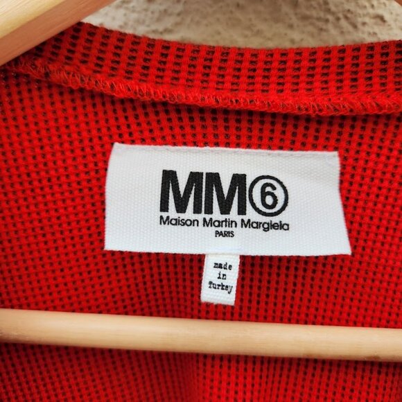 Maison Margiela MM6 Short Sleeve Waffle Knit Thermal Colorblock Top - Picture 7 of 10